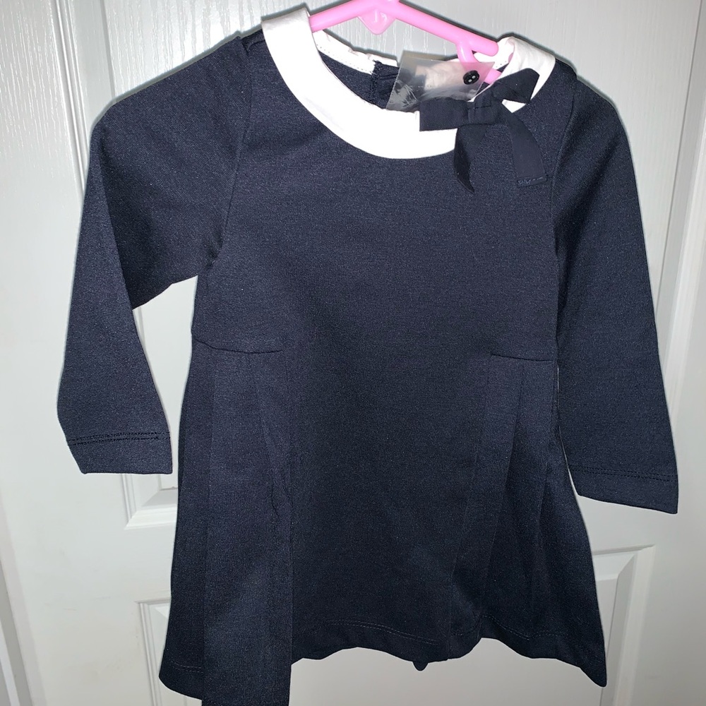 NWT Jacadi Paris navy/white collar dress with bow
